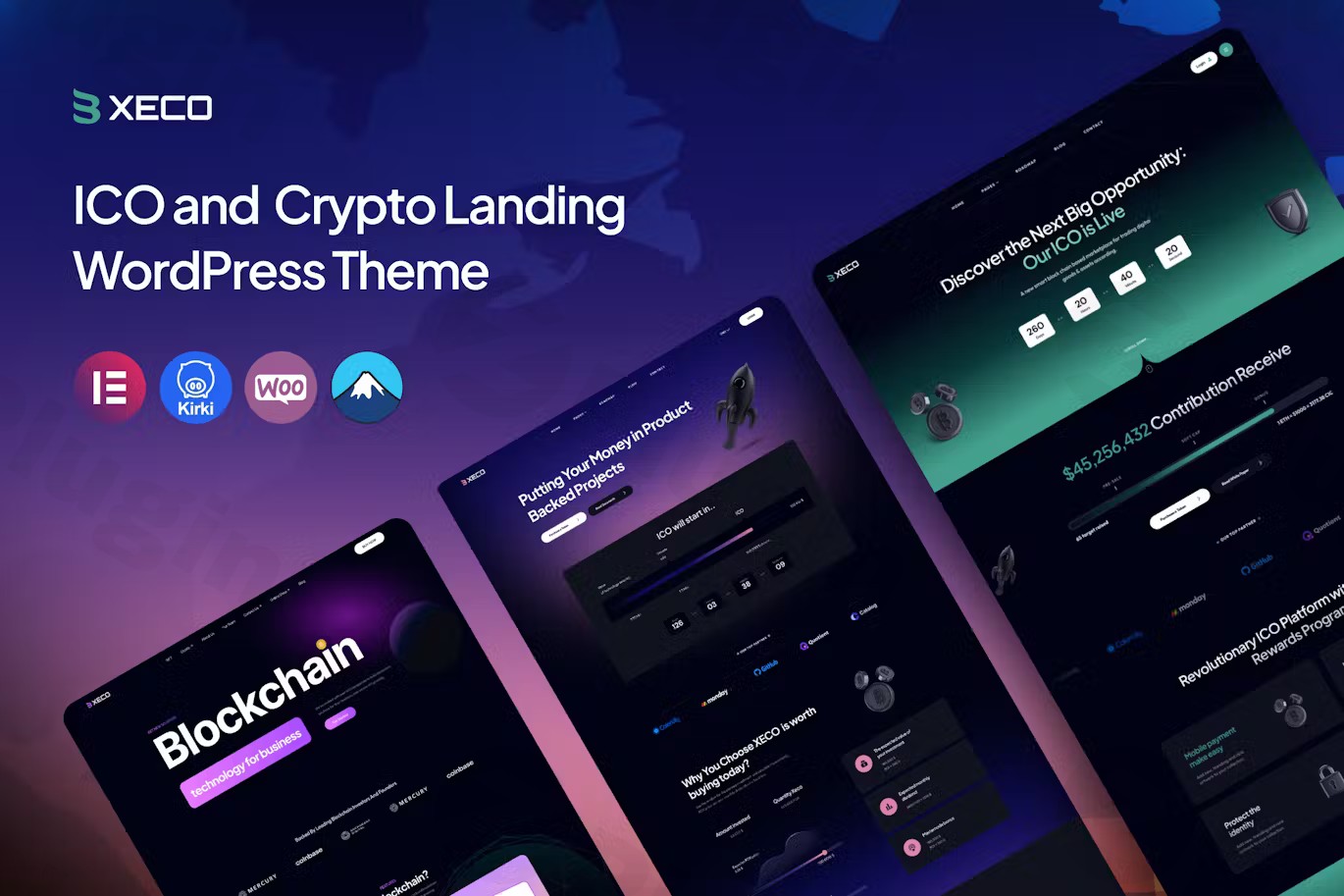 xeco ico crypto landing wordpress theme plugin - Download WordPress Themes in One Place​