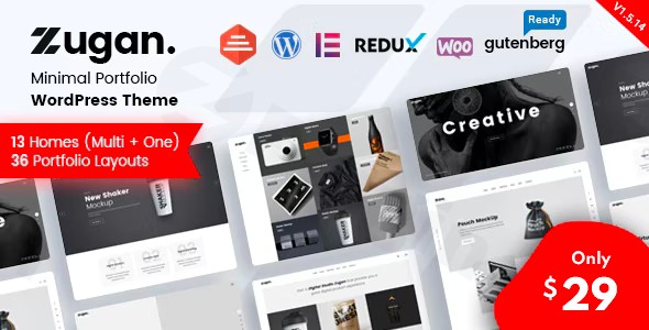 zugan minimal portfolio wordpress theme plugin - Download WordPress Themes in One Place​