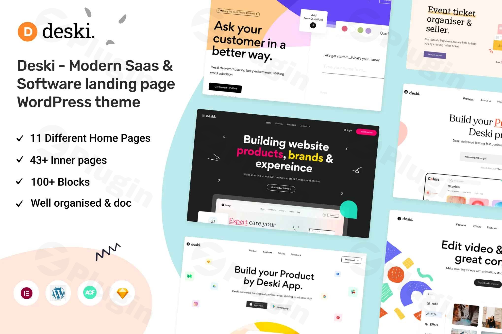deski modern saas software landing page wordpress theme plugin - Download WordPress Themes in One Place​