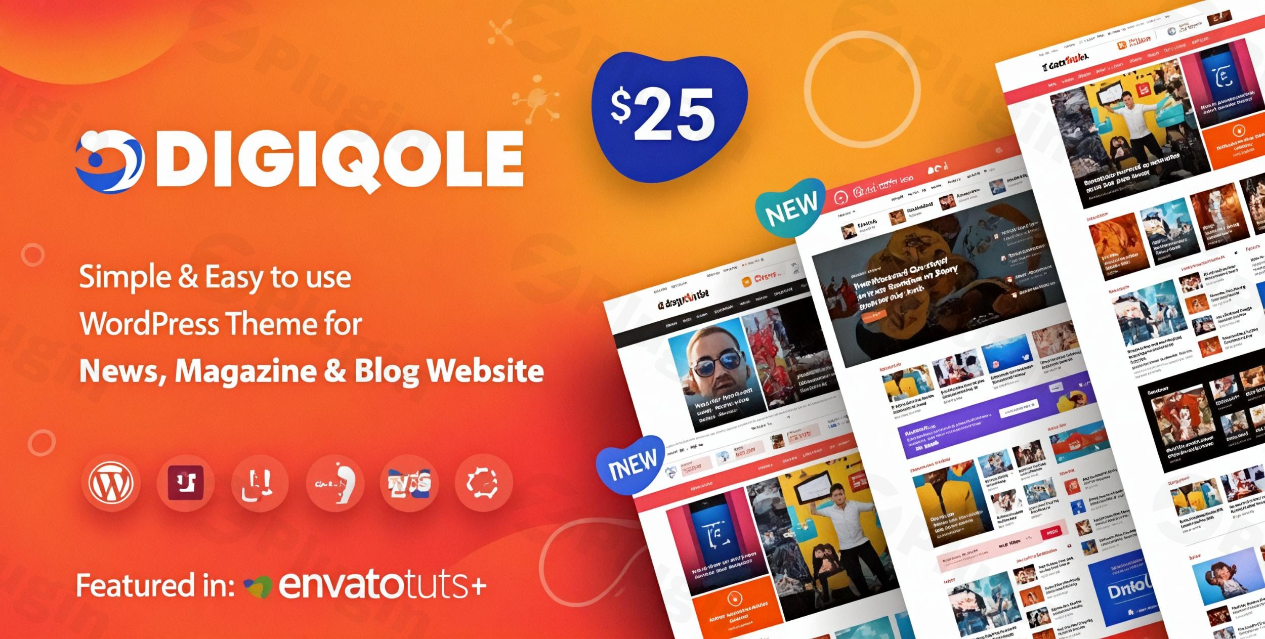 digiqole news magazine wordpress theme plugin - Download WordPress Themes in One Place​