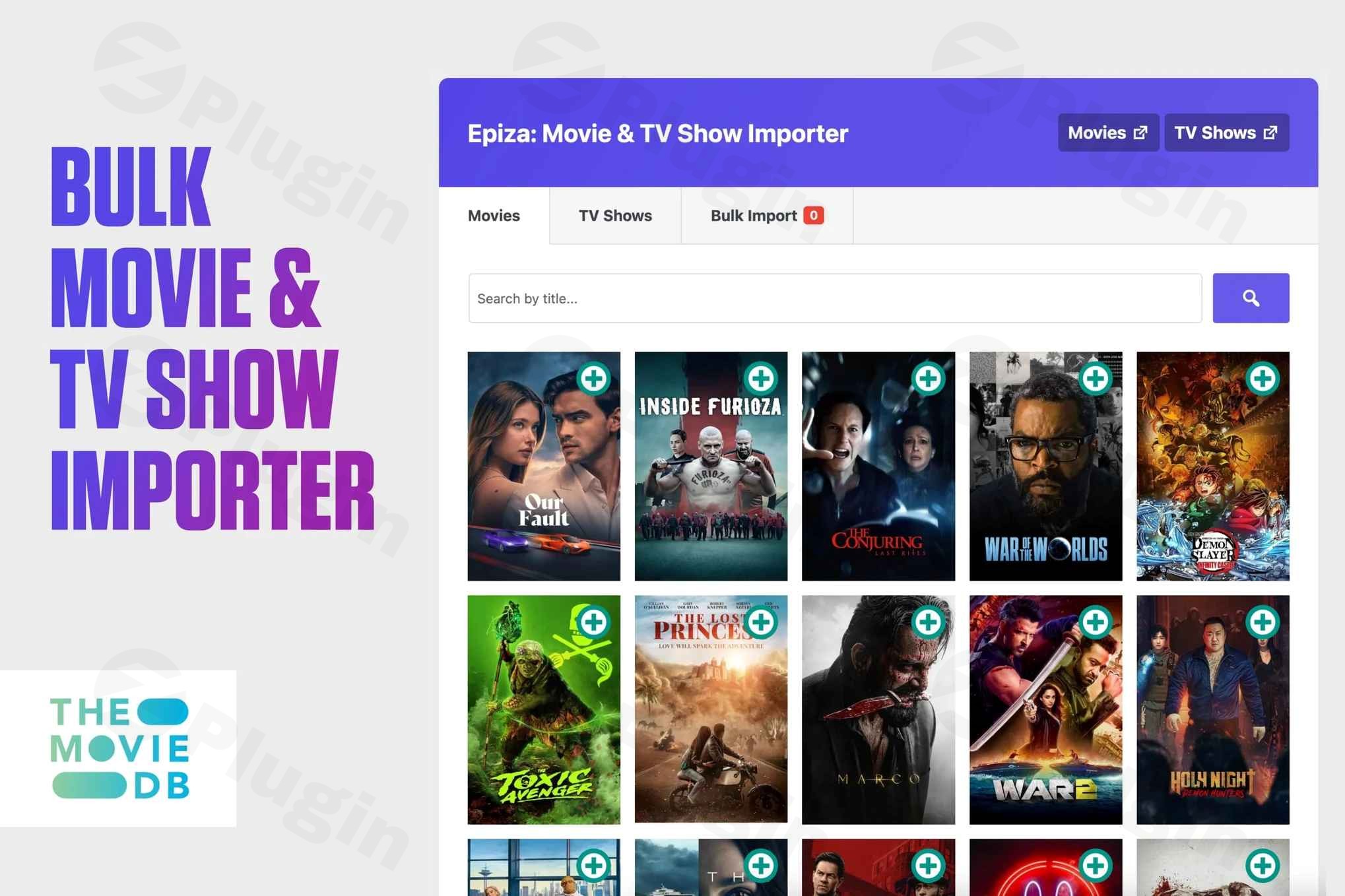 epiza bulk movie tv show importer for wordpress plugin - Download the Best WordPress Plugins in One Place​