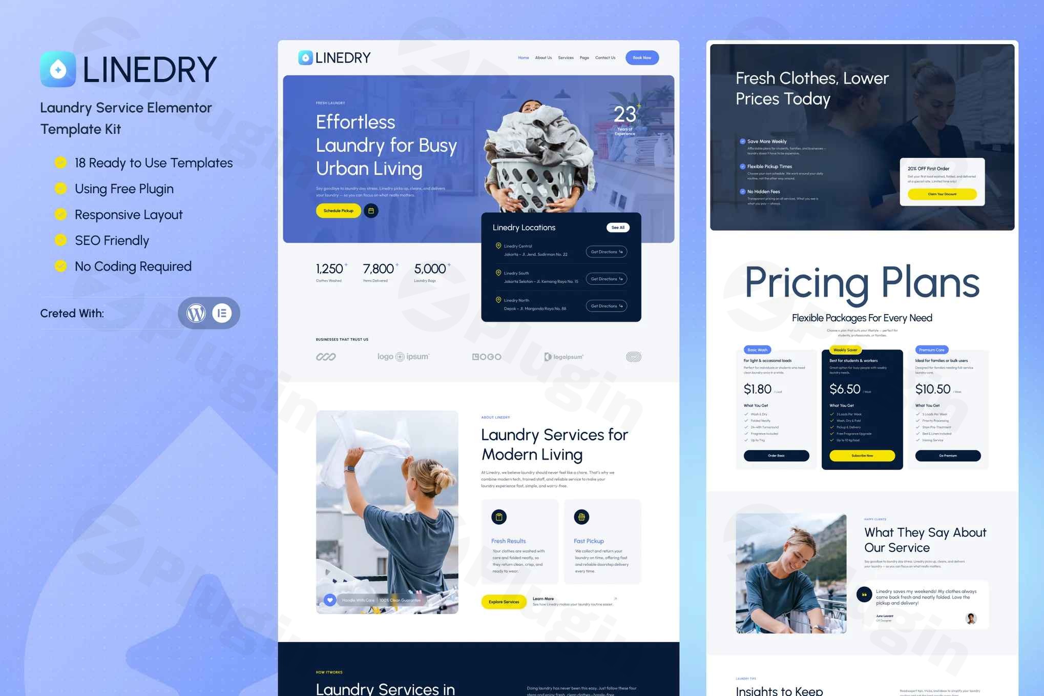 linedry laundry service elementor template kit plugin - Download the Best WordPress Plugins in One Place​