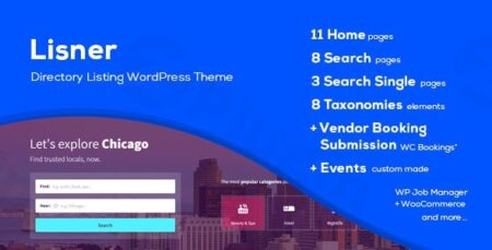 lisner modern directory listing wordpress theme plugin - Lisner - Modern Directory Listing Wordpress Theme