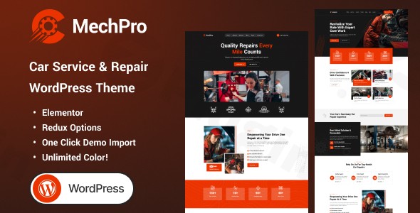 mechpro car service repair wordpress theme plugin - Download WordPress Themes in One Place​