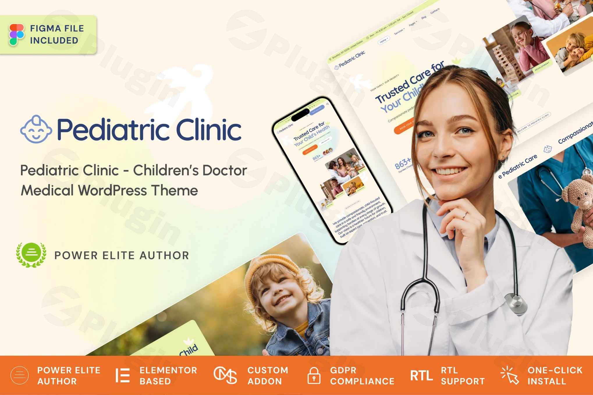 pediatric clinic childrens family doctor medical wordpress theme plugin - Download WordPress Themes in One Place​