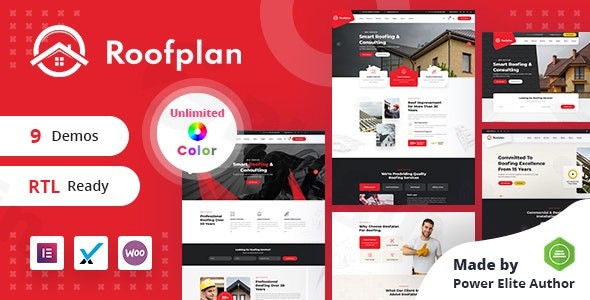 roofplan roofing services wordpress theme rtl plugin - Download WordPress Themes in One Place​