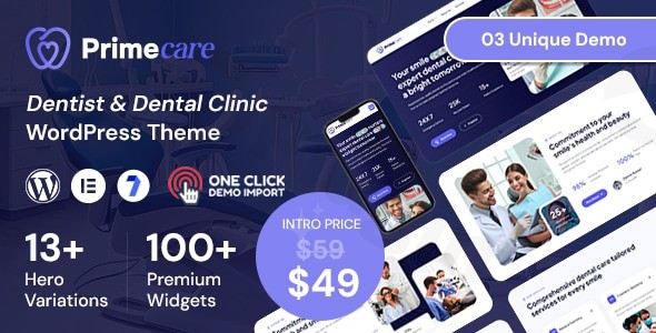 primecare dentist dental clinic wordpress theme plugin - Download WordPress Themes in One Place​