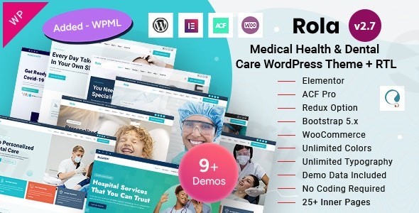 rola medical health dental care elementor wordpress theme plugin - Download WordPress Themes in One Place​