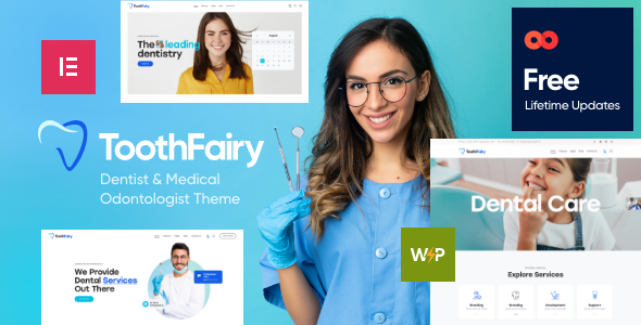 tooth fairy dentist dental clinic wordpress theme plugin - Download WordPress Themes in One Place​