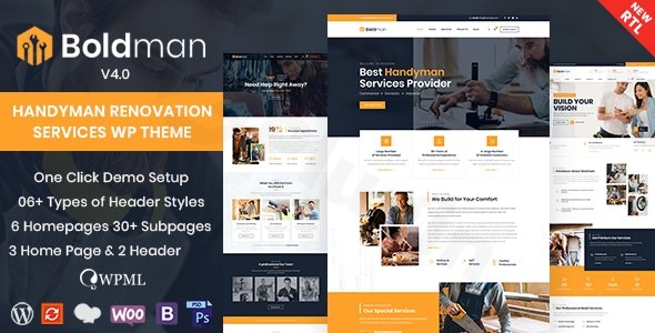 boldman handyman renovation services wordpress theme plugin - Download WordPress Themes in One Place​