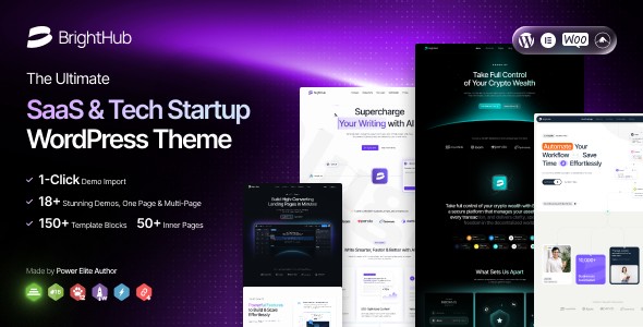 brighthub saas tech startup wordpress theme plugin - Download WordPress Themes in One Place​