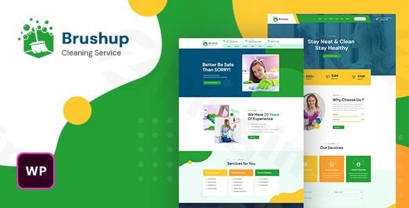 brushup cleaning service company wordpress theme plugin - Download WordPress Themes in One Place​