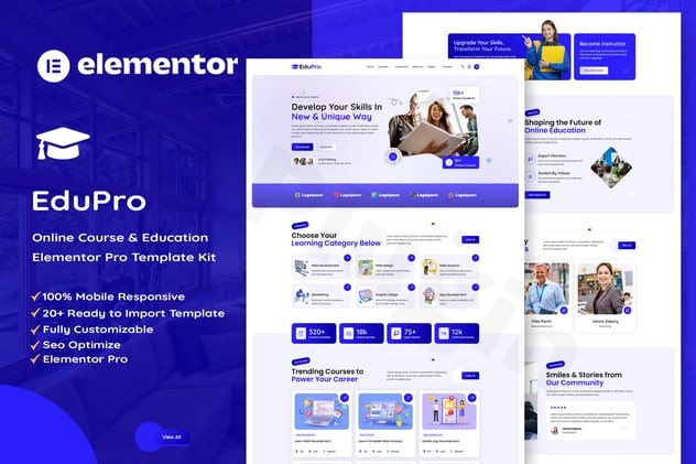 edupro online course education elementor pro template kit plugin - Download the Best WordPress Plugins in One Place​