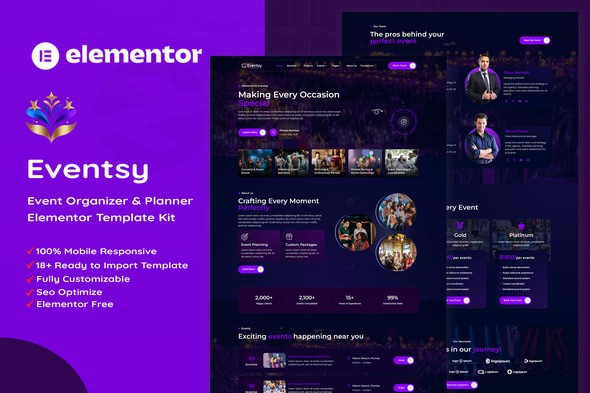 eventsy event organizer planner elementor template kit plugin - Download the Best WordPress Plugins in One Place​