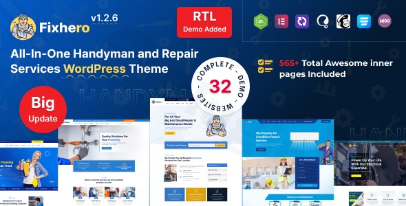 fixhero handyman repair services wordpress theme plugin - Download WordPress Themes in One Place​