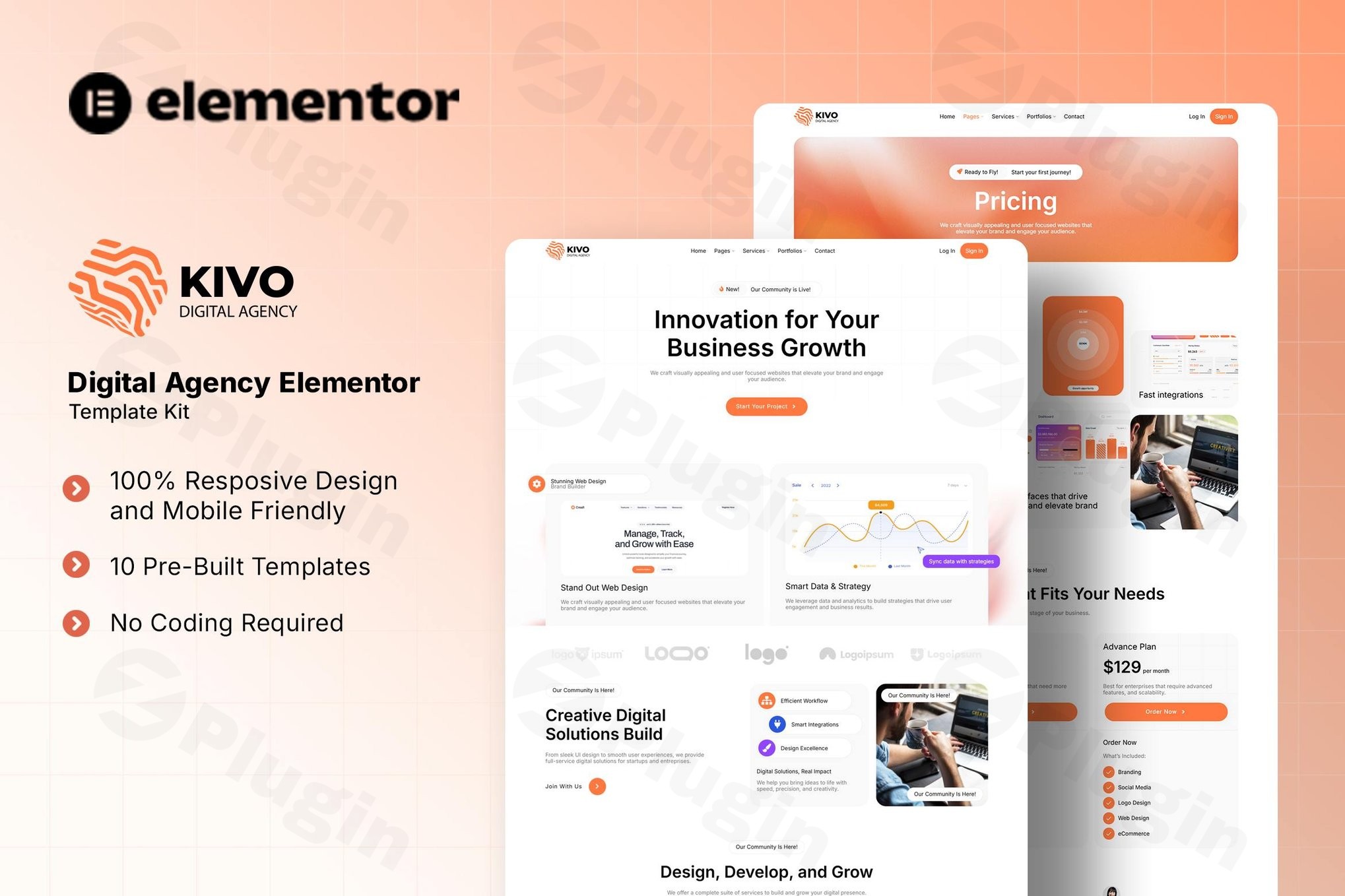 kivo digital agency elementor template kit plugin - Download the Best WordPress Plugins in One Place​