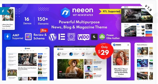 neeon wordpress news magazine theme plugin - Download WordPress Themes in One Place​