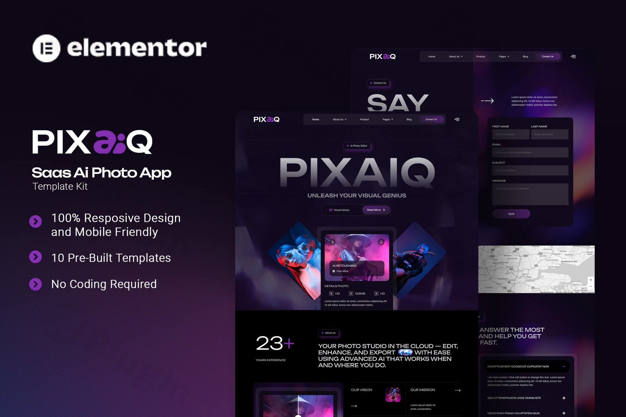 pixaiq saas ai photo app elementor template kit plugin - Download the Best WordPress Plugins in One Place​
