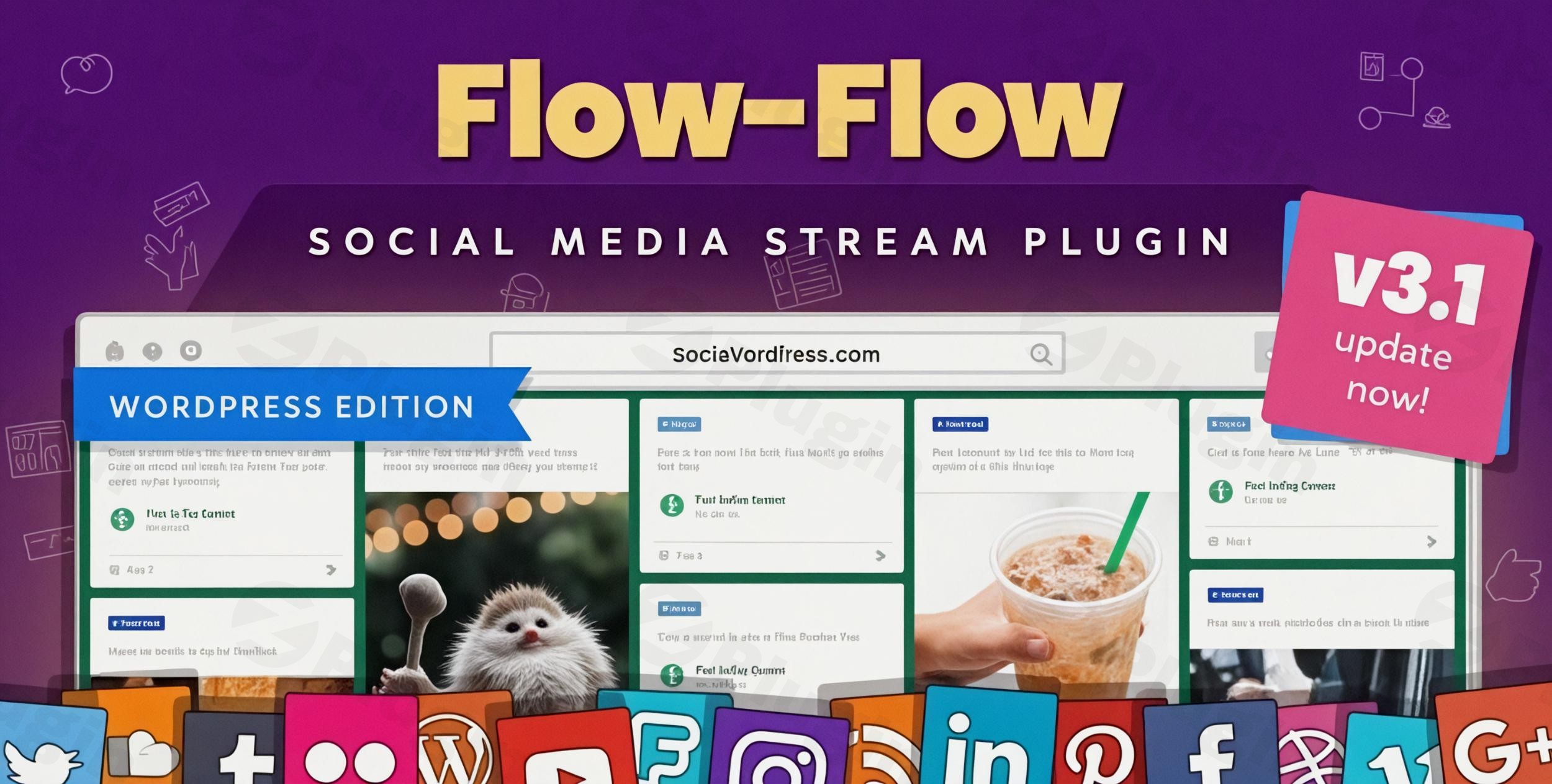 social stream for wordpress add facebook instagram twitter youtube feed to wordpress website plugin - Download the Best WordPress Plugins in One Place​