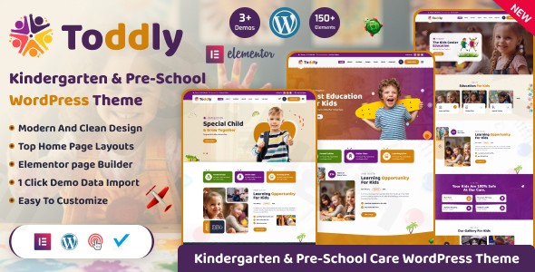 toddly kids kindergarten wordpress theme plugin - Download WordPress Themes in One Place​