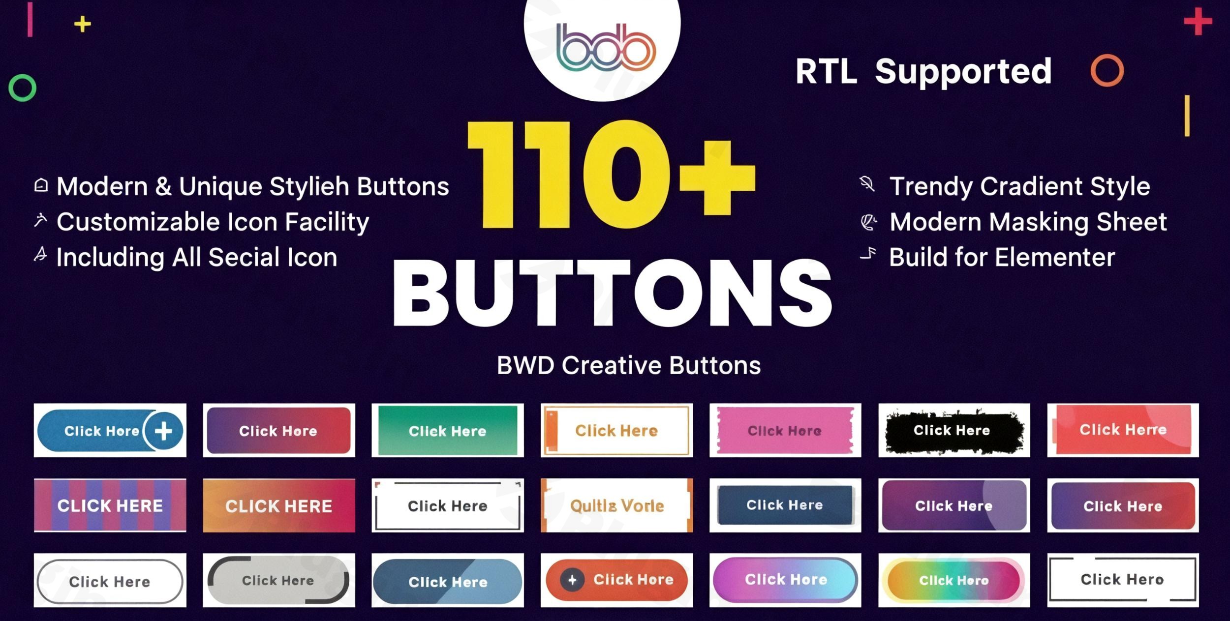 bwd creative buttons elementor addon plugin - Download the Best WordPress Plugins in One Place​