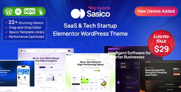 sasico saas tech startup wordpress theme plugin - Download WordPress Themes in One Place​