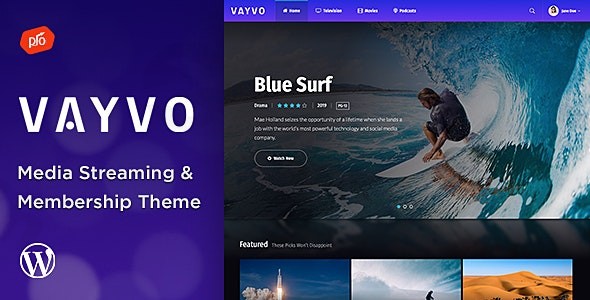 vayvo media streaming membership wordpress theme plugin - Download WordPress Themes in One Place​