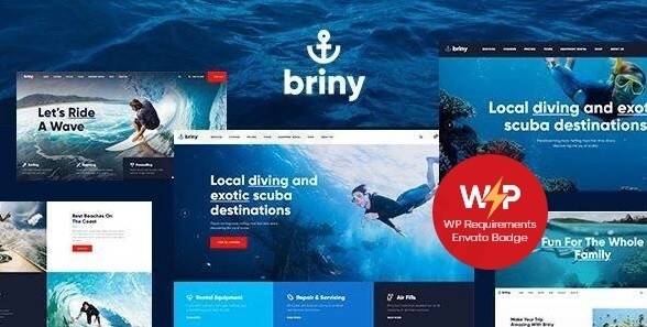 briny scuba diving water sports wordpress theme rtl plugin - Download WordPress Themes in One Place​