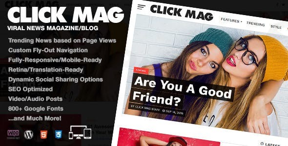 click mag viral wordpress news magazine blog theme plugin - Download WordPress Themes in One Place​