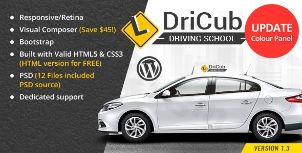 dricub driving school wordpress theme plugin - Download WordPress Themes in One Place​