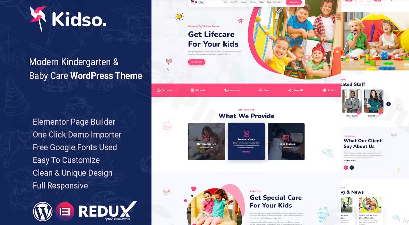 kidso modern kindergarten wordpress theme plugin - Download WordPress Themes in One Place​