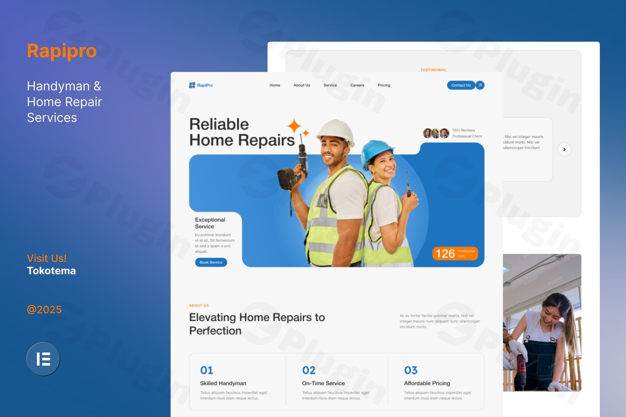 rapipro handyman home repair service website elementor template kits plugin - Download the Best WordPress Plugins in One Place​