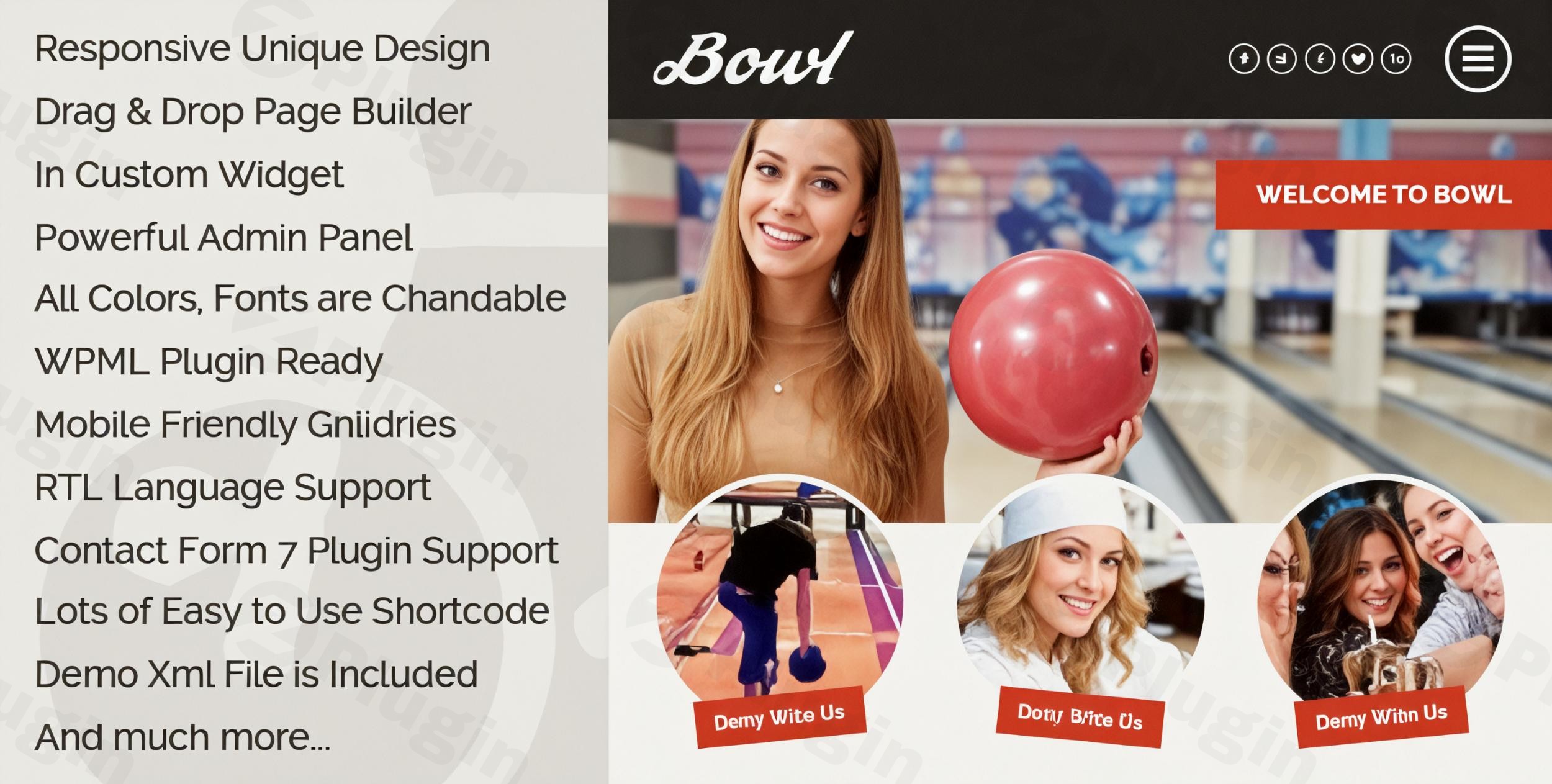 bowl responsive bowling center wordpress theme plugin - Download WordPress Themes in One Place​