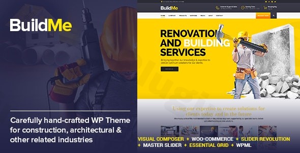 buildme construction architectural wp theme plugin - Download WordPress Themes in One Place​