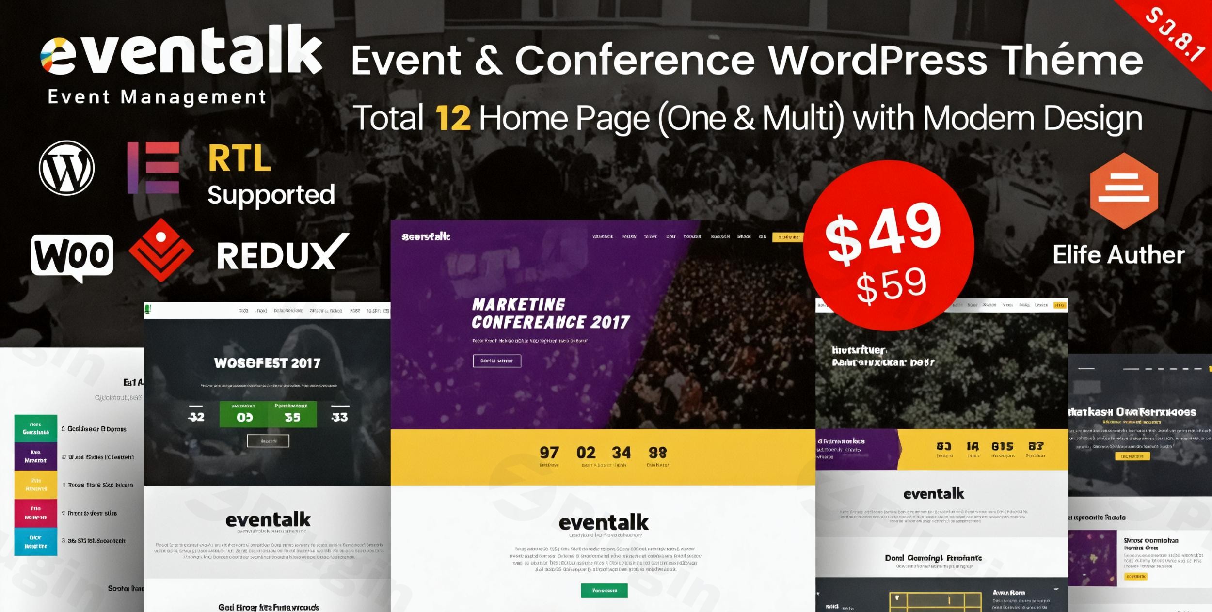 evntalk event conference wordpress theme plugin - Download WordPress Themes in One Place​