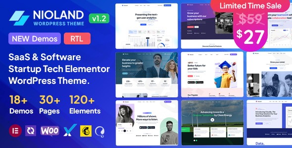 nioland saas software startup tech wordpress theme plugin - Download WordPress Themes in One Place​
